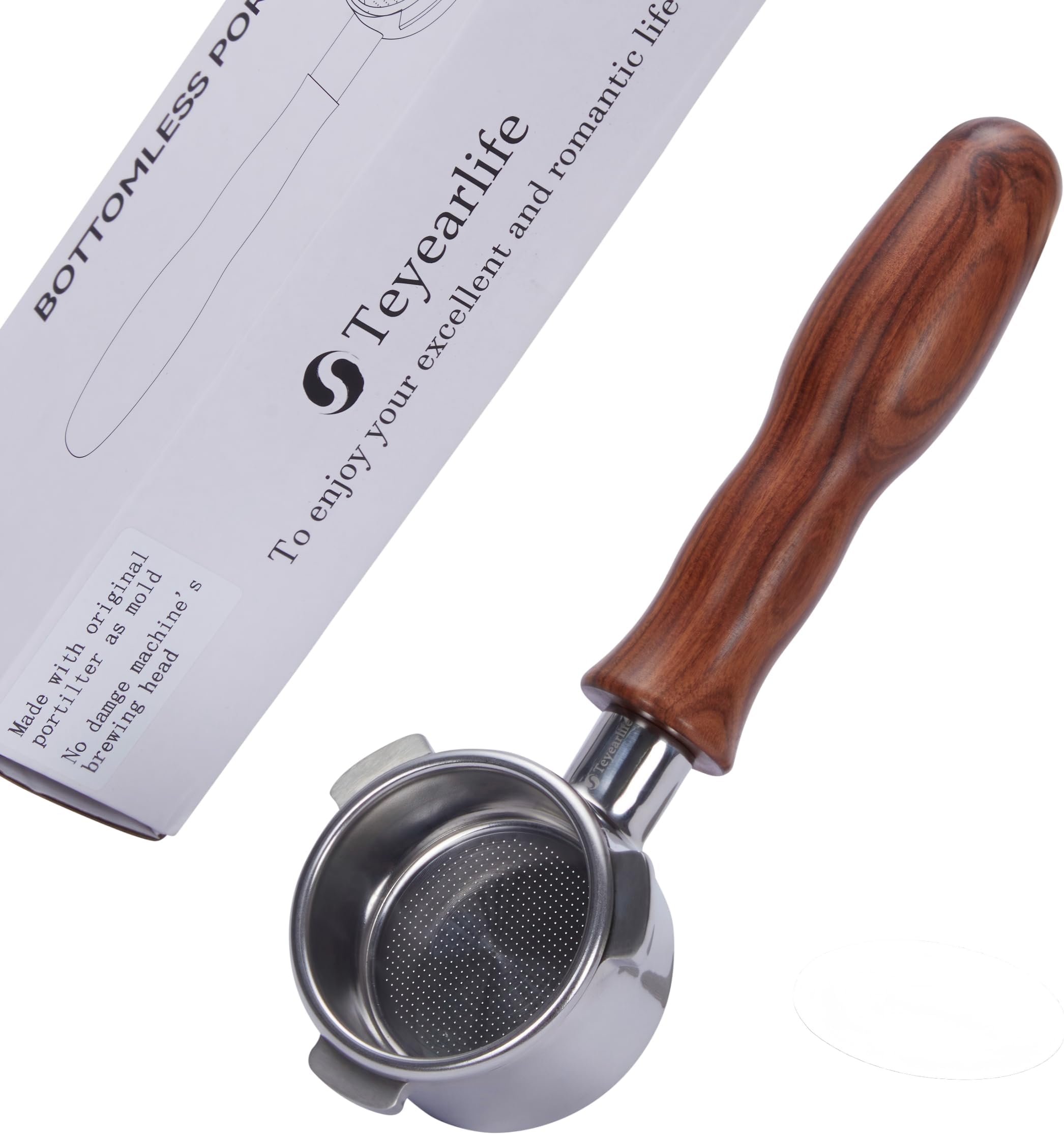 54mm Bottomless Portafilter for Breville Barista Express(BES870) Pro Touch Bambino Plus Infuser Duo Temp Espresso Accessorie made of Stainless steel and solid wood