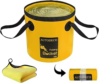 AUTODECO Collapsible Bucket 5 Gallon Container Folding Water Bucket Portable Wash Basin for Camping Fishing Travelling Out...