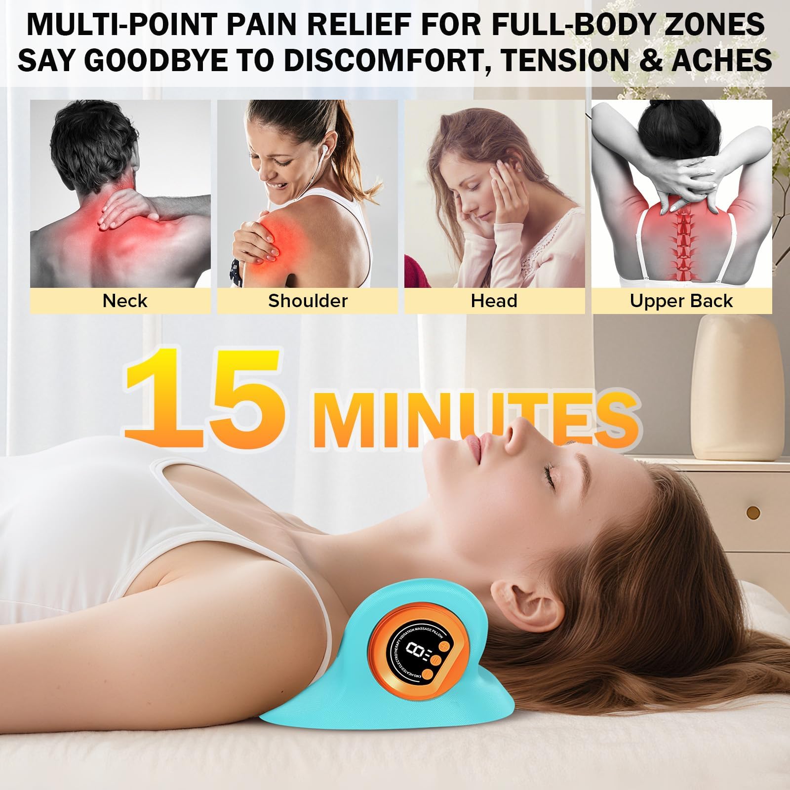Masajeador Cervical Almohada Cervical Alivia Dolor Rigidez Cuello para Hombres Mujeres Oficina