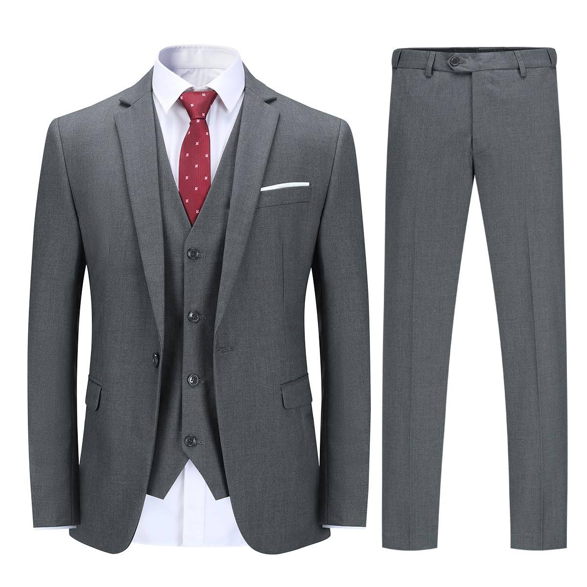 YOUTHUP Abiti da Uomo Elegante Completi 3 Pezzi Abito Slim Fit Blazer Panciotto Pantaloni