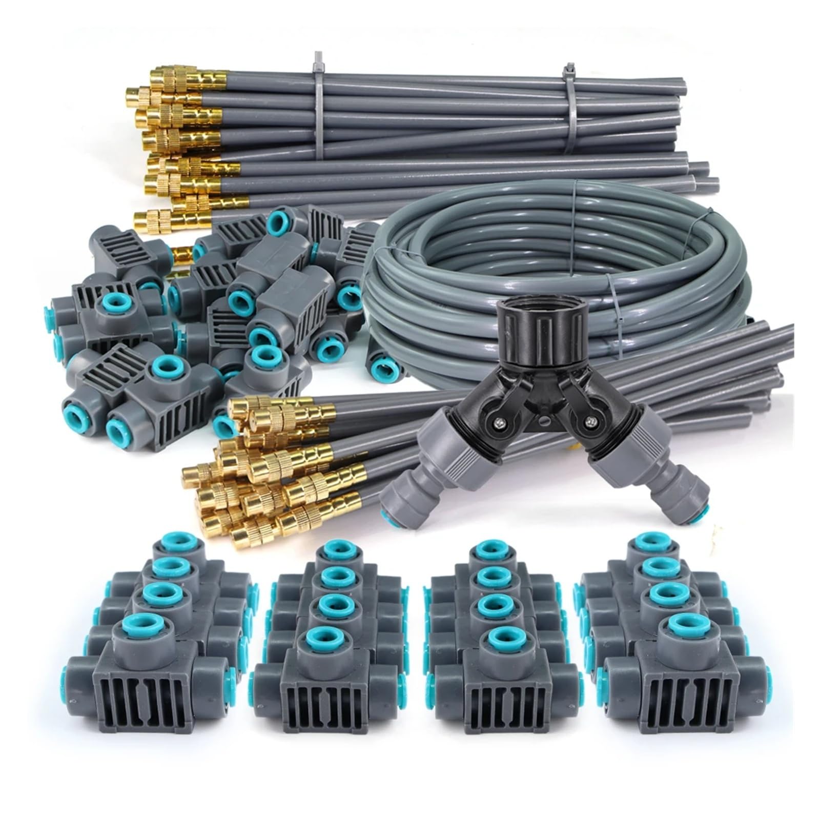 1/4 ''Flessibile regolazione rotativa a 360° Ugello in ottone Set di irrigazione Collegamento rapido Atomizzazione automatica Sistema di irrigazione del giardino(A-30m)
