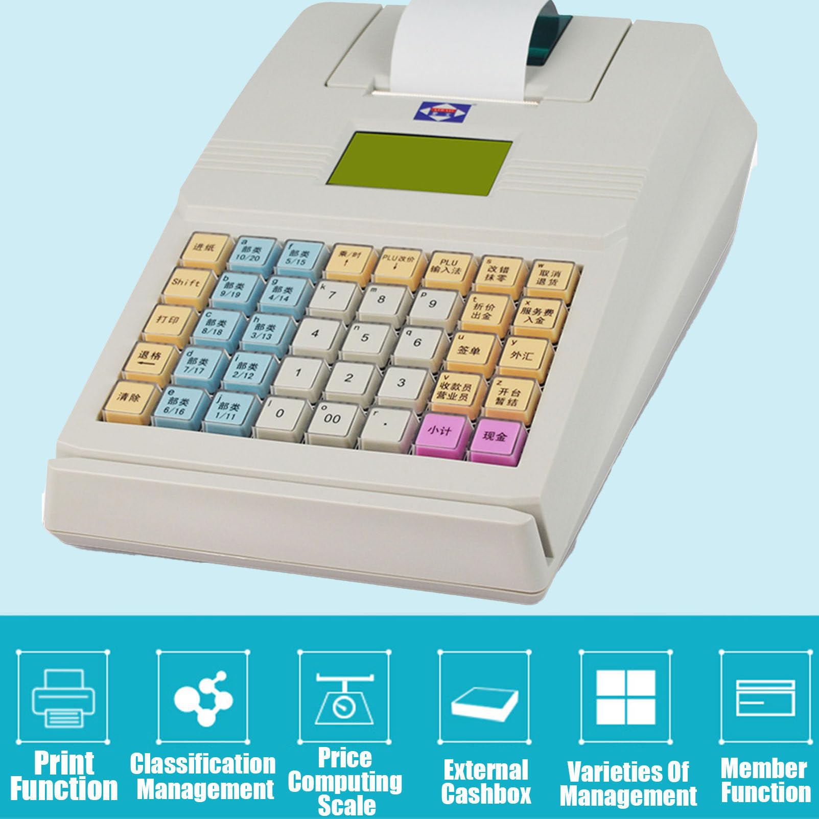 System Kasowy POS, Kasa Elektroniczna Kasjer LCD System POS z Portem Szeregowym USB Biznes dla Restauracji, Supermarketów, Rynków Hurtowych,White