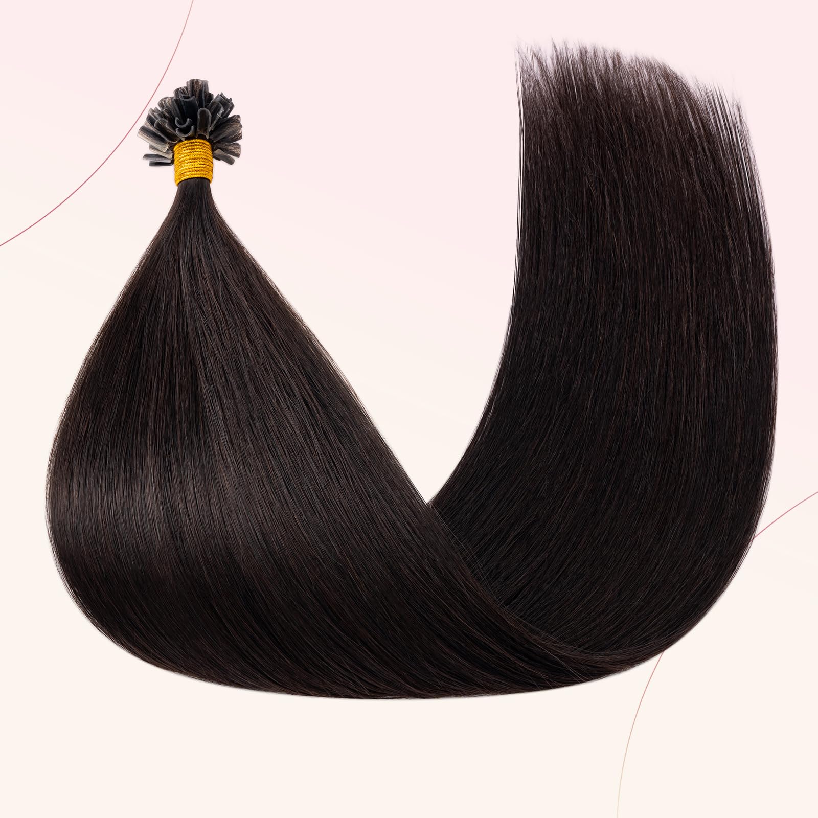 Elailite Extensiones Pelo Natural Queratina 1g Remy Cabello Humano sin Clip U Tip Keratina 50 Mechas 50g - 45cm #1B Negro Natural