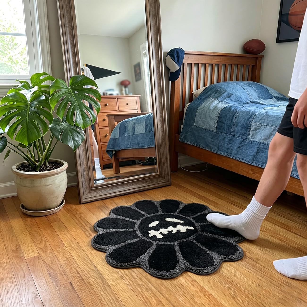 Trippy Happy Face Rug Cool Rugs Tufted Quick Dry Bath Mats for Bathroom Non Slip Bath Mat Water Absorbent 2FT Black Bathroom Rugs Halloween Gothic Ghost Skull Horror Decor Carpet thumbnail