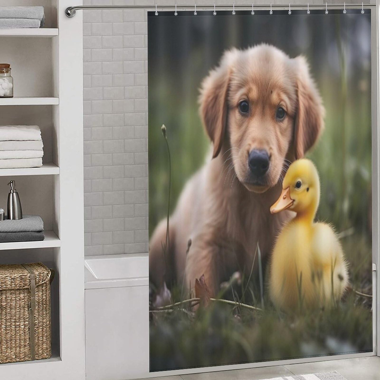 Chien rideau de douche 100% polyester de qualité supérieure pour baignoire