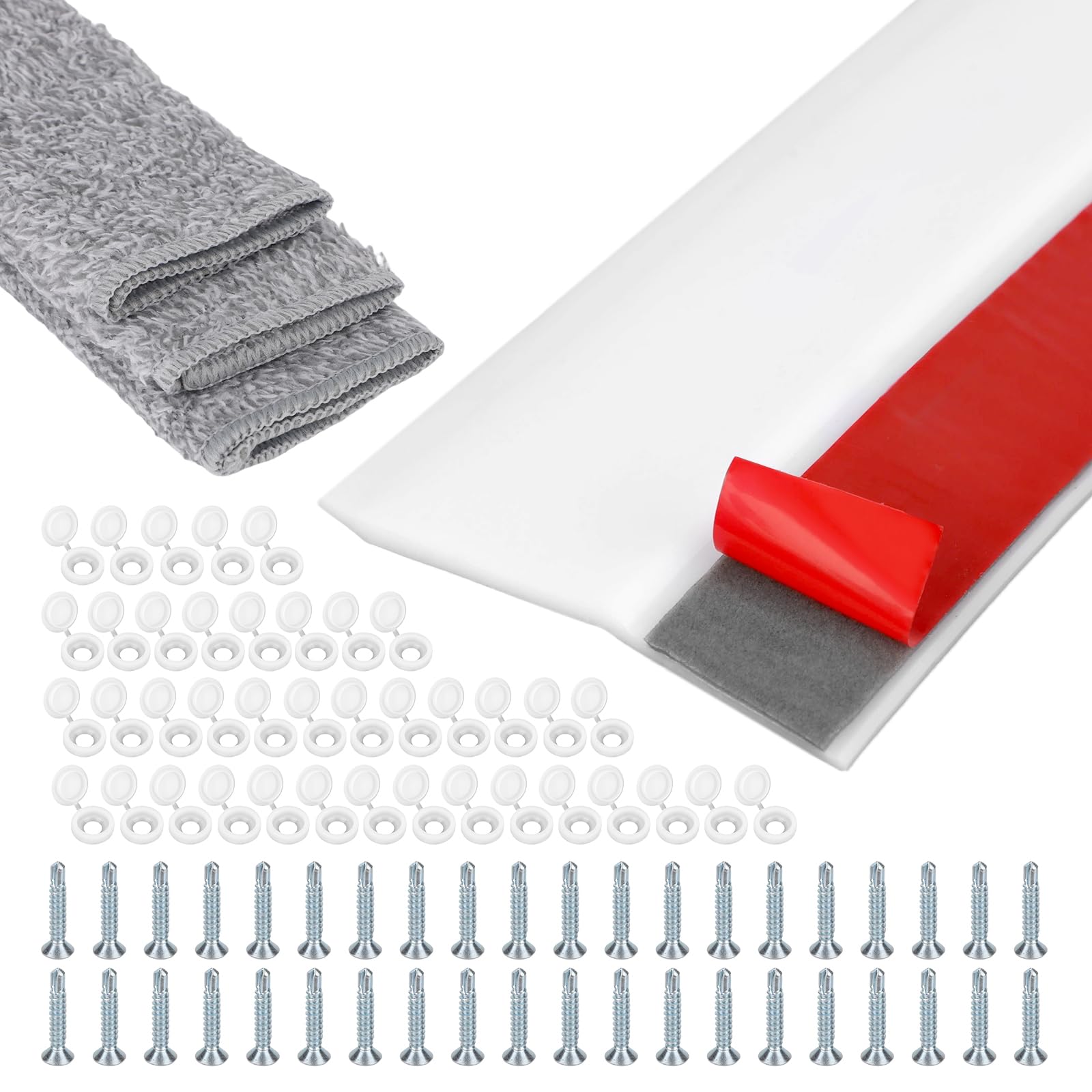 Garage Door Seal Top and Sides, 42ft/12.8m Universal TPE Weather Stripping Side & Trim Seal with Adhesive Backing Includes Nails Caps & Towels Heavy Duty Draft for Home Garage Doors