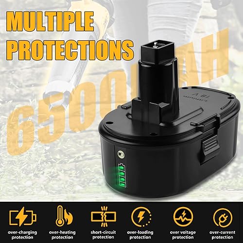 Miniatura 3 de ANTRobut Paquete de 2 baterías de litio de 6500 mAh 18 V DC9096 de repuesto para Dewalt 18 V batería XRP DC9099 DW9096 DW9098 DW9099 DW9095 de