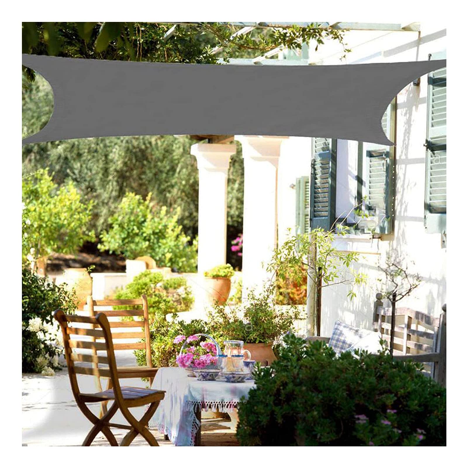 Tenda a Vela Parasole Rettangolare Impermeabile Blocco UV Resistente agli Agenti Atmosferici Durevole Tenda da Sole per Giardino Esterno Patio Estate Fresca Festa Spiaggia Parcheggio, Grigio