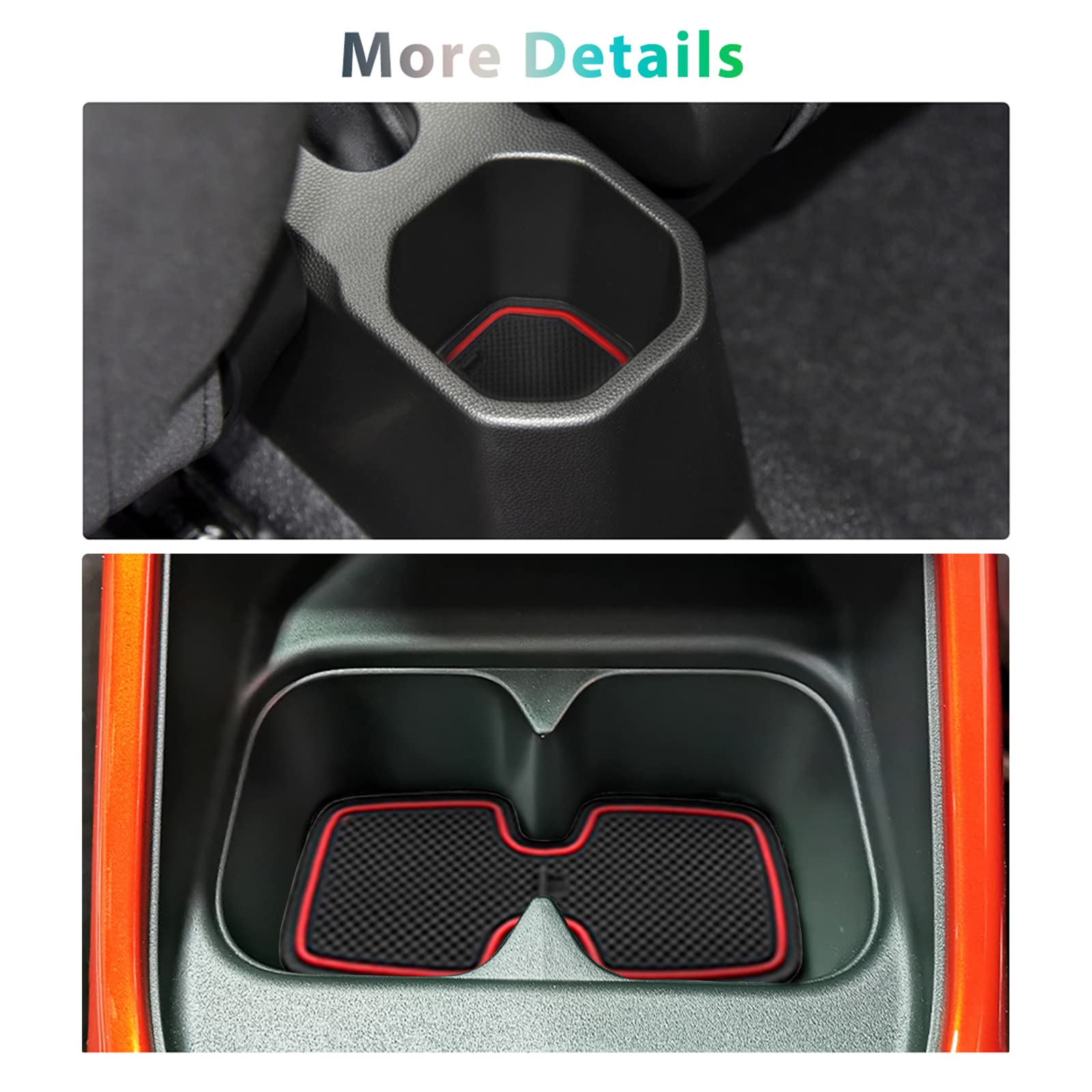 GAFAT Suzuki Ignis 2017-2024 2025 Tappetini Antiscivolo Console Centrale, Ignis 2025 Tappetino in Gomma, Portabicchiere, Contenitore Antiscivolo, Cuciture per Portiera, Suzuki Ignis Accessori (Rosso)