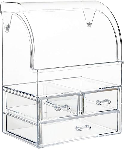 MOOCHI - Organizador de maquillaje profesional, a prueba de polvo, resistente al agua, caja de almacenamiento/exhibición con cajones, portátil, para