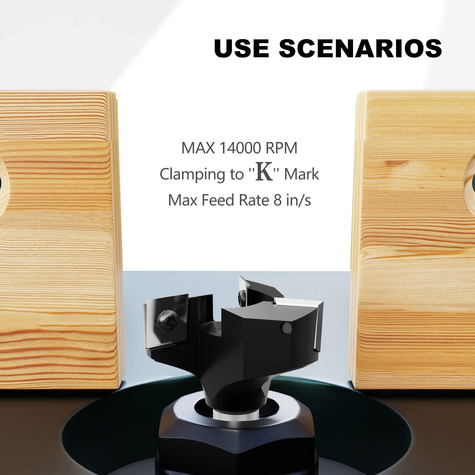 CSOOM Punta per fresatrice CNC Spoilboard, codolo da 1/2", diametro di taglio 5,1 cm, 3 ali, punta per pialla per legno, utensili per la lavorazione del legno, viene fornita con 10 lame di ricambio