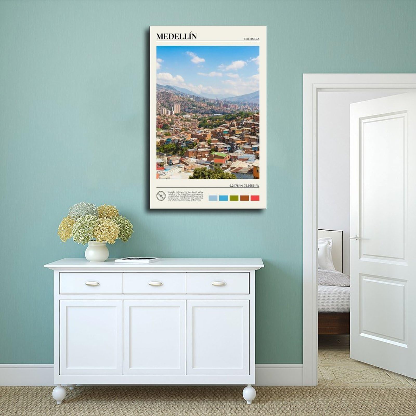 Medellín Kunstdruck auf Leinwand, echtes Foto, Kunstdruck, für Wohnzimmer und Schlafzimmer, 61 x 91,4 cm (L x B)