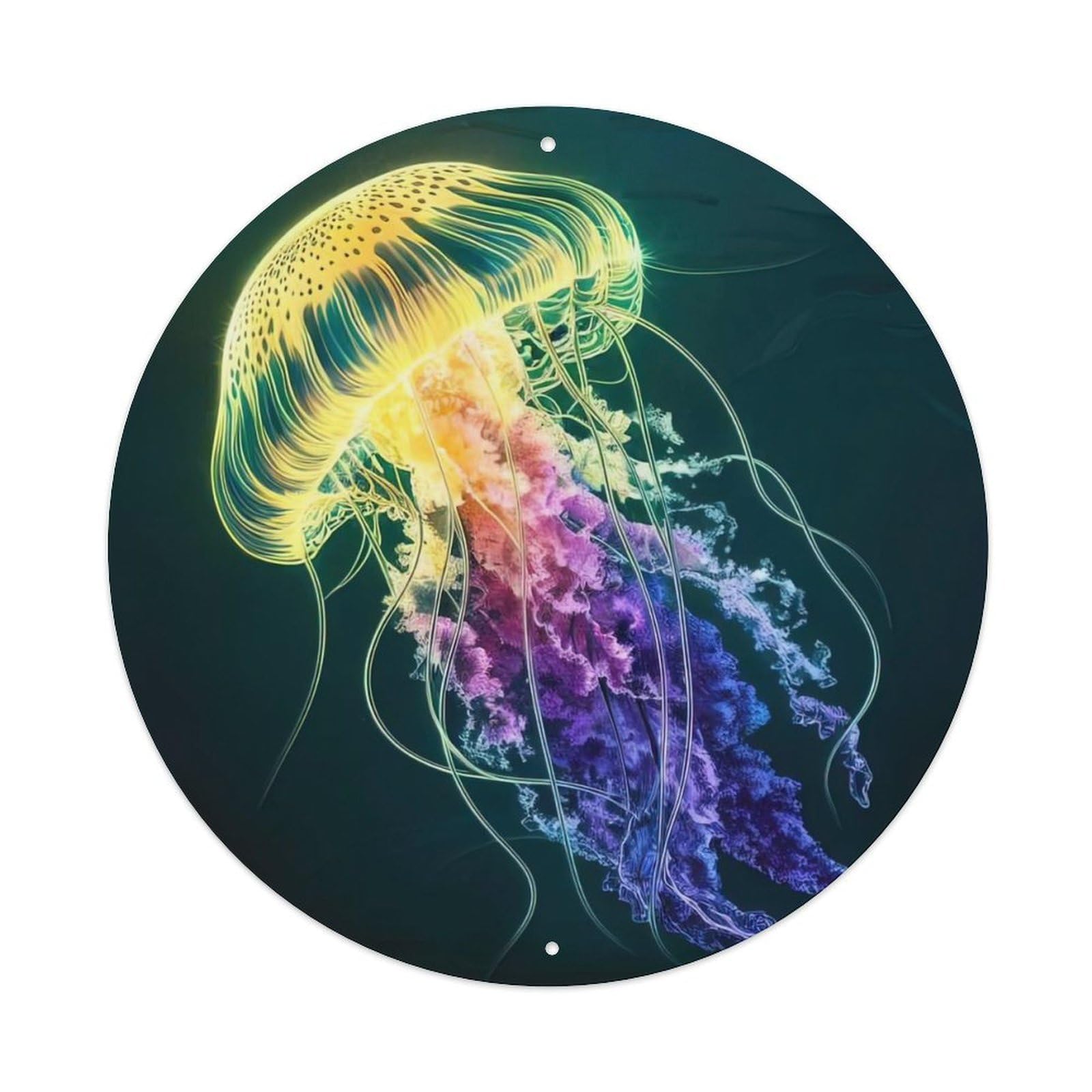 Animal Artwork Jellyfish at The Bottom of The Sea Metal Tin Sign
