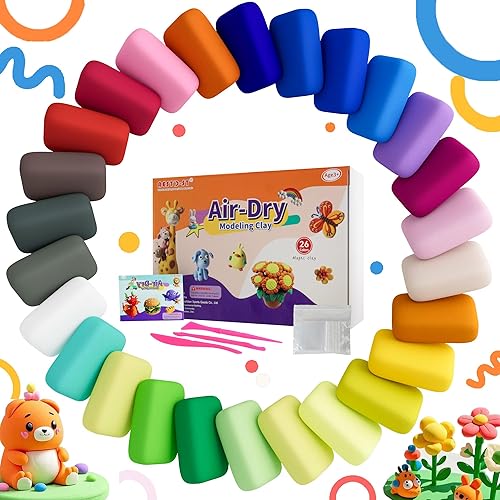 Miniatura 2 de Arcilla seca al aire con 26 corlores, arcilla para modelar para niños, arcilla mágica suave, antiadherente, arcilla de moldeo con herramientas de