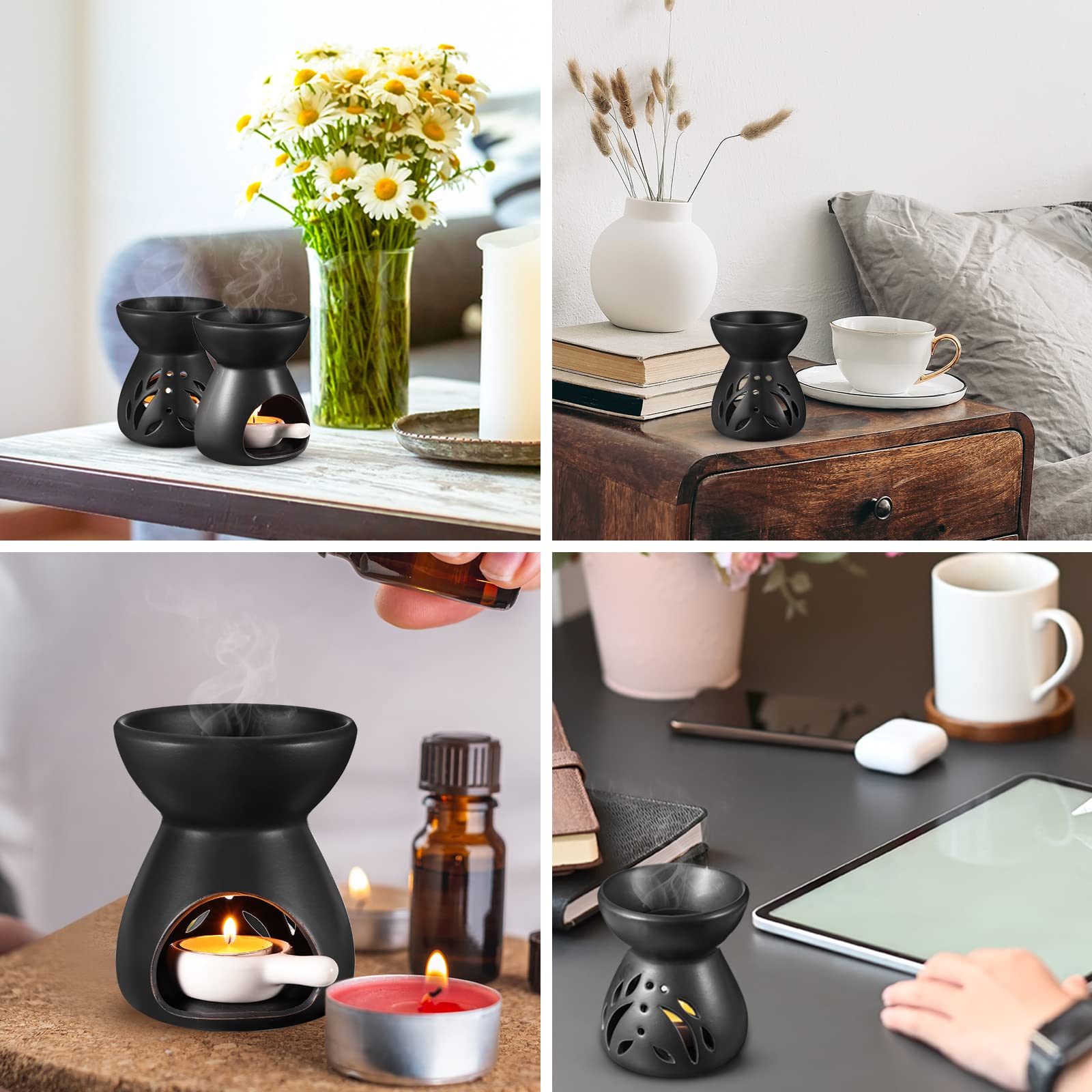 6 Pcs Ceramic Essential Oil Burners Wax Melt Burners Tealight Wax
