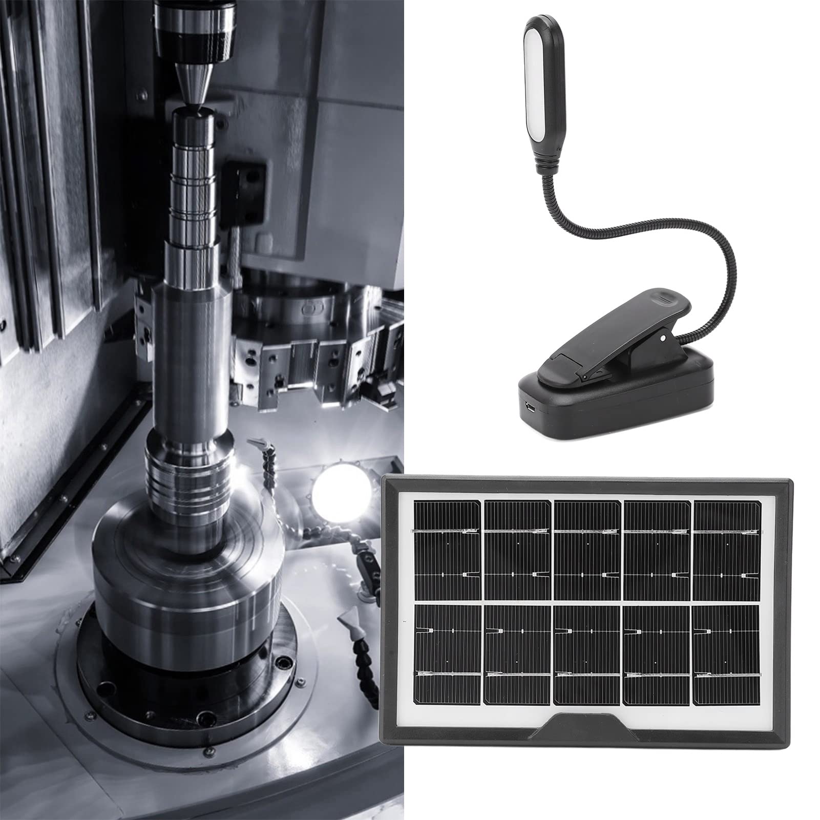 Solar Clip on Book Light LED Reading Light USB Rechargeable and Solar Powered, 3 Color Temperature Flexible Neck& Clip on Black