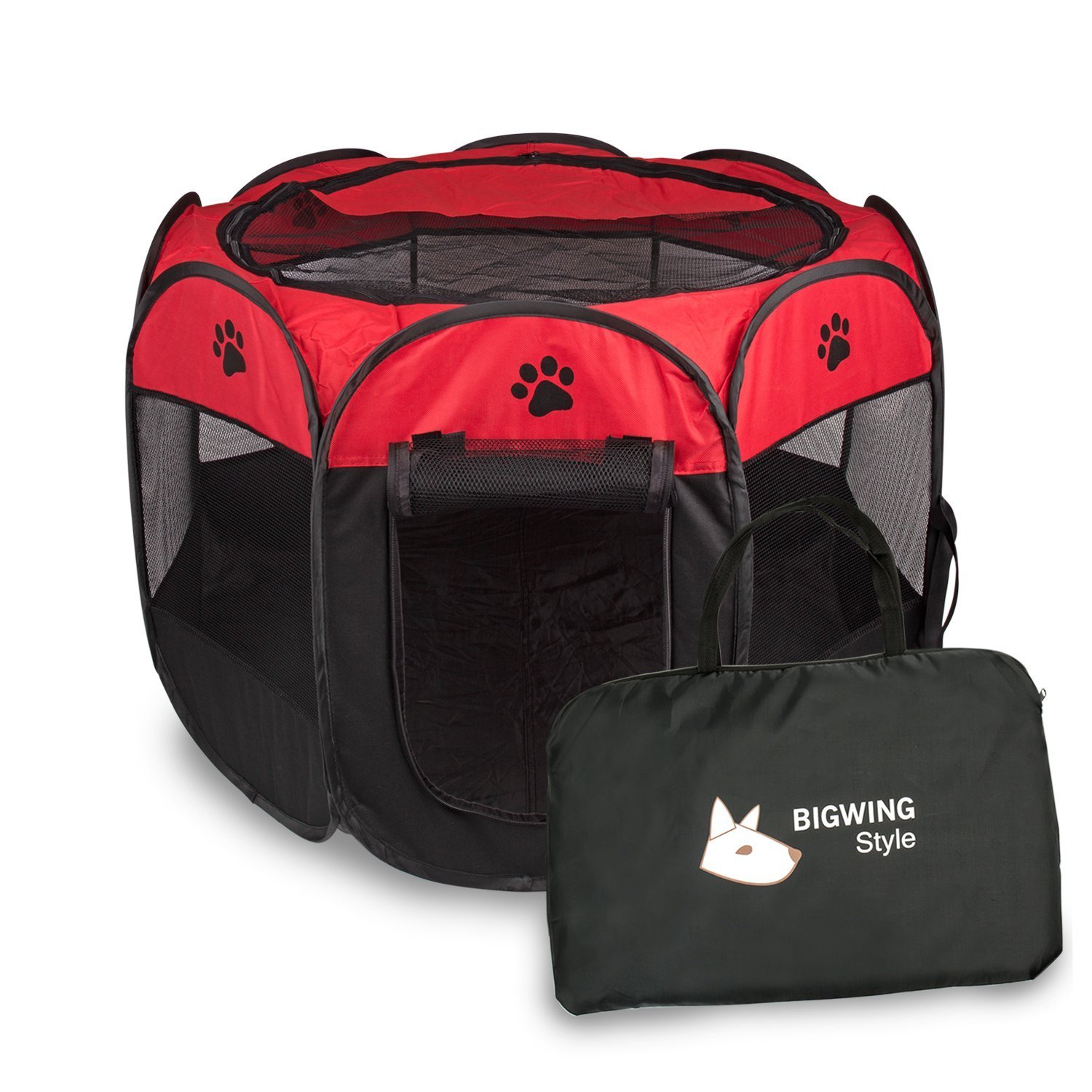 Recinto Per Cani Portatile BIGWING - Gabbia Pieghevole Interno/Esterno | Fondo Rimovibile | Con Borsa