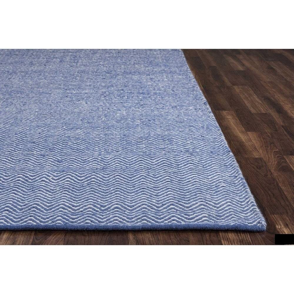 Rizzy Home | TW2922 | Twist Collection | Wool Area Rug | 2'6" x 8' | Blue/Off White Chevron