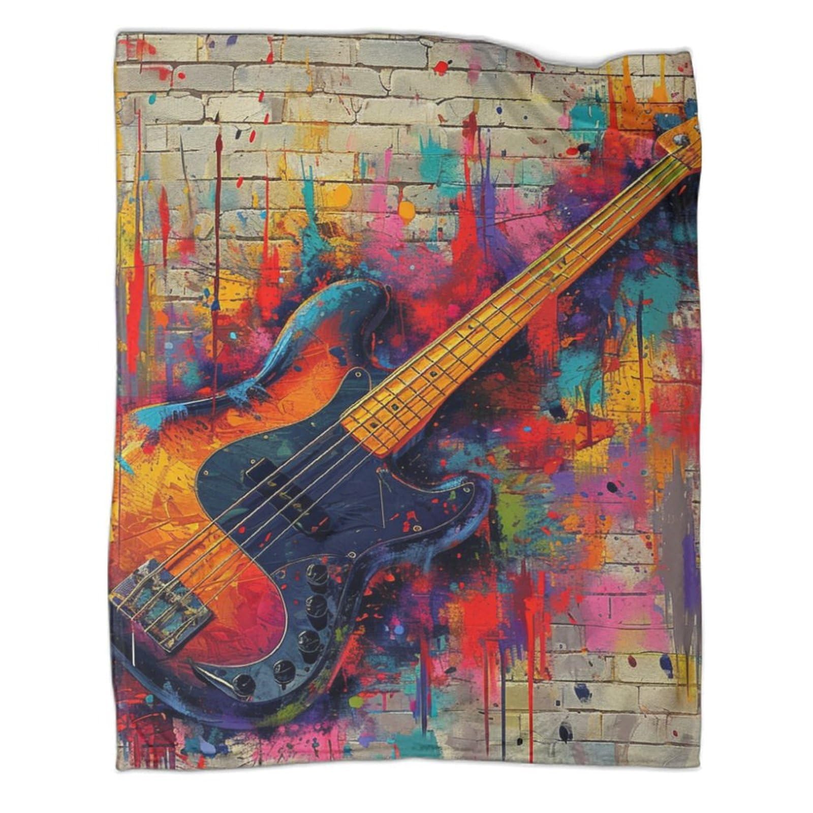 Couverture de voyage plaid lit canapé microfibre chaude 150x200 motif guitare