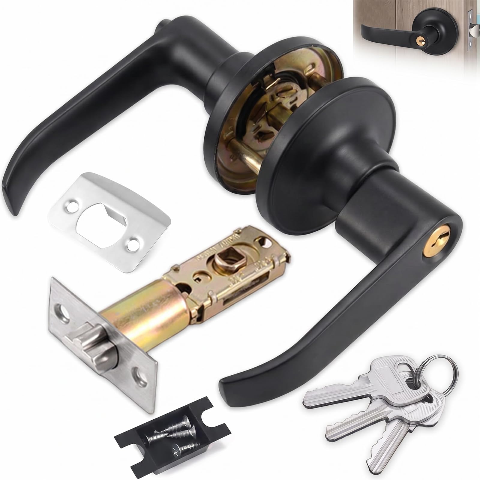RFYTDCF Door Handle Lock with Keys, Security Door Locks for Bedrooms