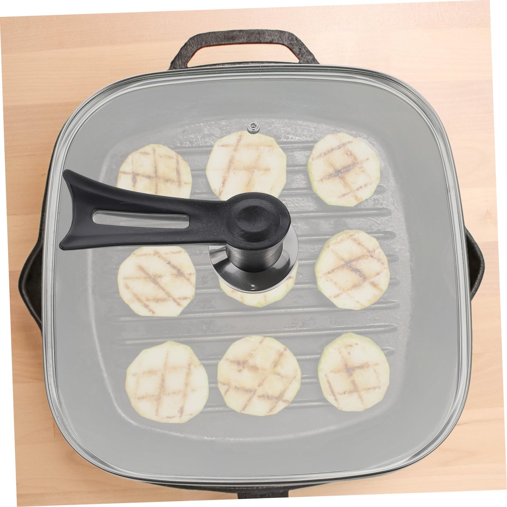 Mobestech Coperchio Quadrato Design Ergonomico Manico Antiscottatura per Pentola in Vetro Sostituzione per Pentolame per Cucine Domestiche e Mensa