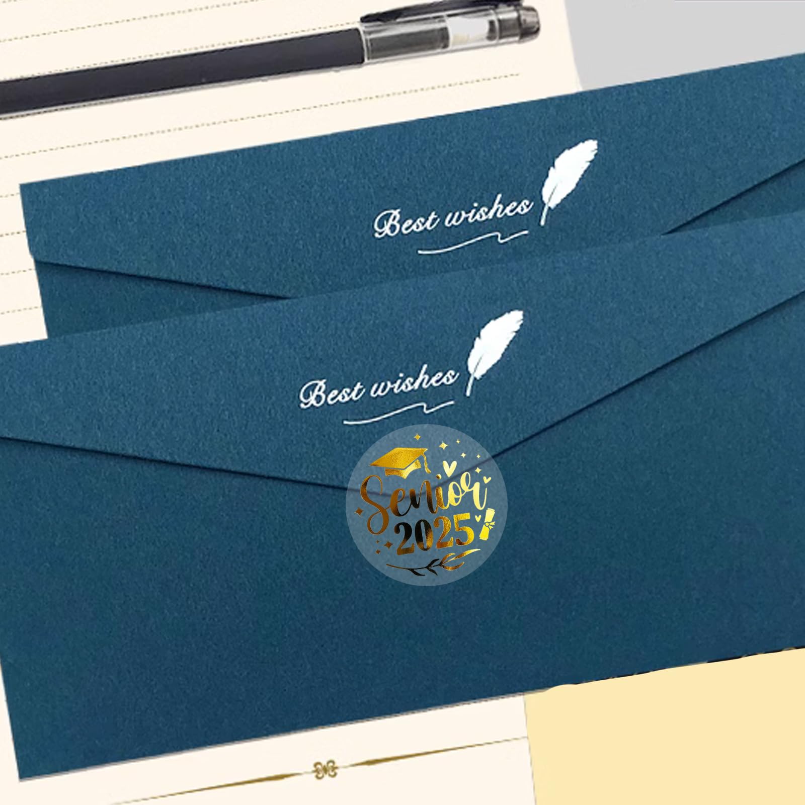 Snapklik.com : 100 X Graduation Stickers Class Of 2025 Transparent Gold ...