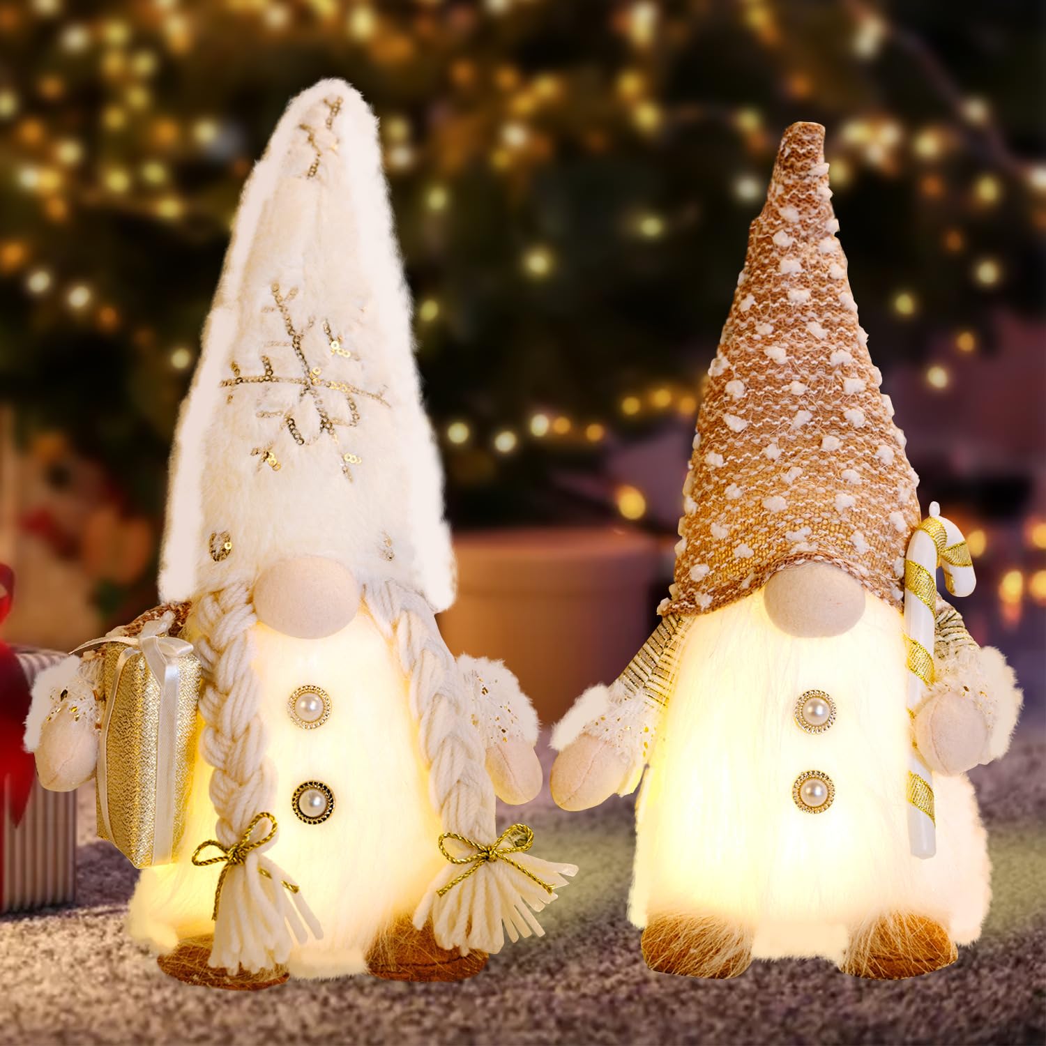 LIENGHNS Gnomo Navidad LED,Gnomo de Peluche 2 Piezas,Gnomos Navideños con Luz,30 CM,Gnomo Decoracion,Adornos Navidad,Decoracion Navidad,Gnomo Navidad Grande,para Navidad Decoración,Navidad Regalos