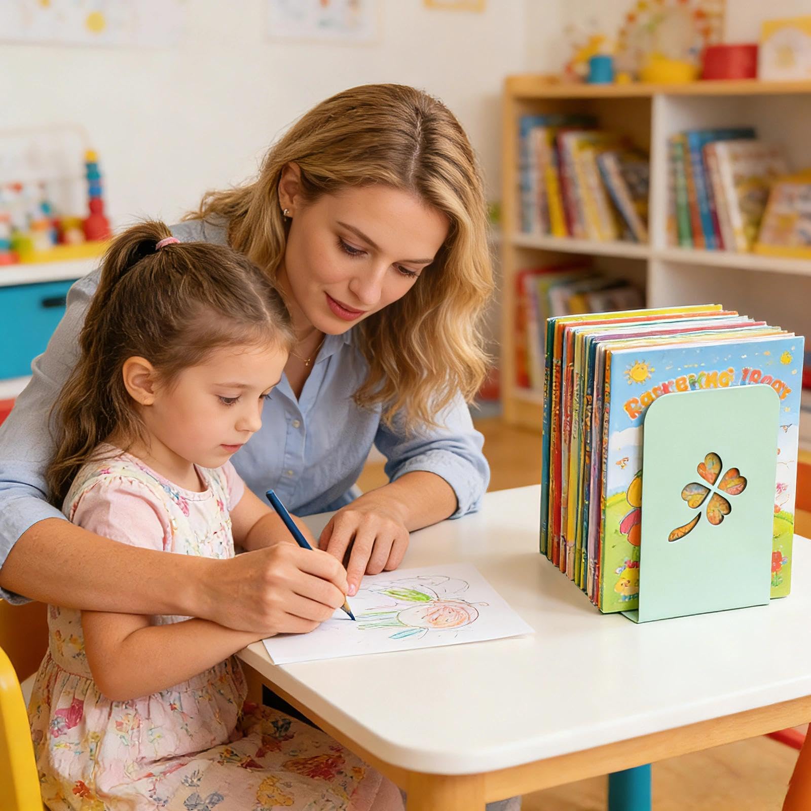 Fermalibri per Bambini in Metallo a Forma di Quadrifoglio Antiscivolo
