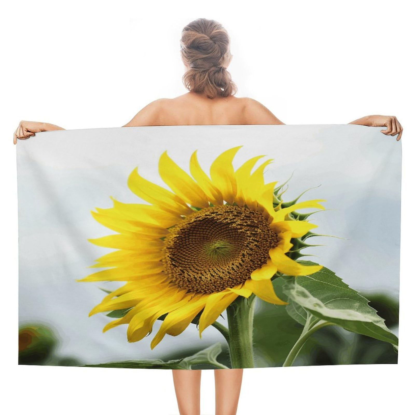 VstaDank Bloom Sunflower Bath Towel Stylish Double-Faced Pile Travel Towel Soft Absorbent Beach Towel for Pool Swim Sports Camping Adults Gift 51X31 Inch