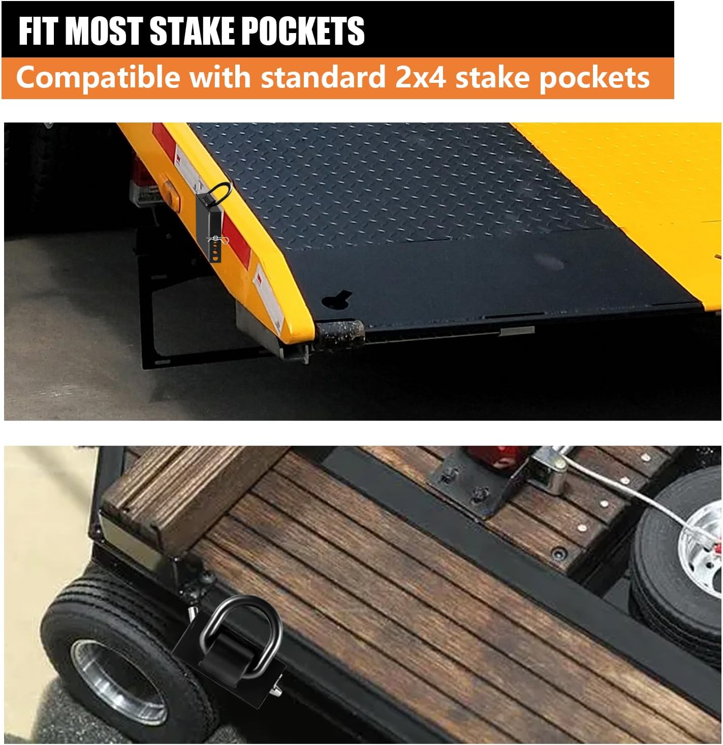 Stake Pocket D Ring Tie Down Trailer Stake Pocket Accessories Heavy Duty Breaking Load 12000lbs (6 Pack, Matte Black) - Image 6