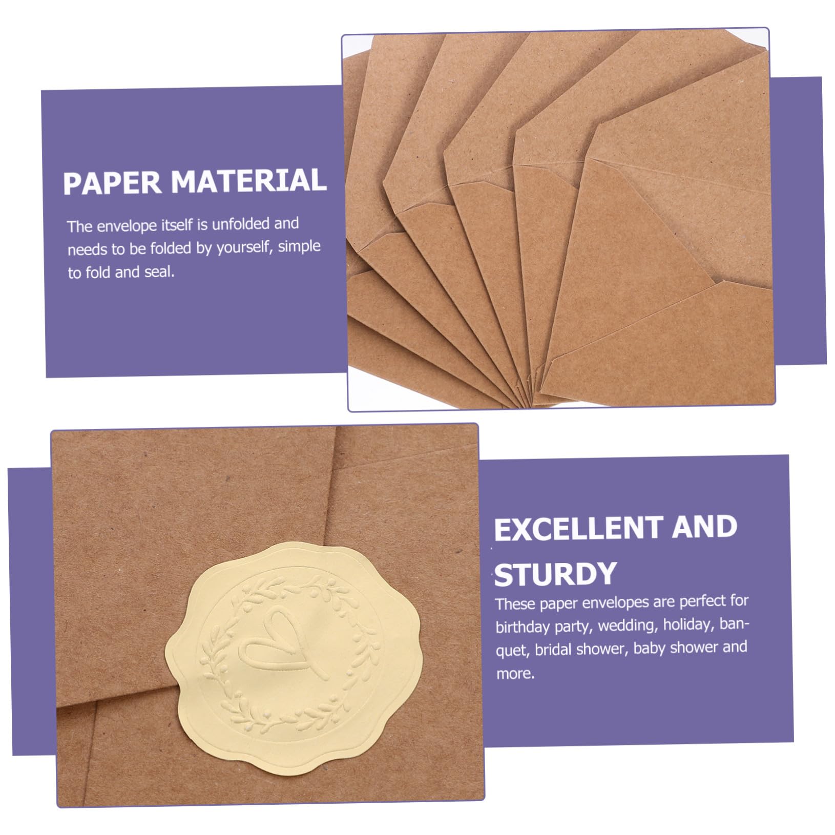 3 Set Buste Vintage in Carta Kraft per Inviti e Biglietti Accessori per Festival e Matrimoni Buste Eleganti e Compatte per Partecipazioni Adatte per Compleanni e Cerimonie