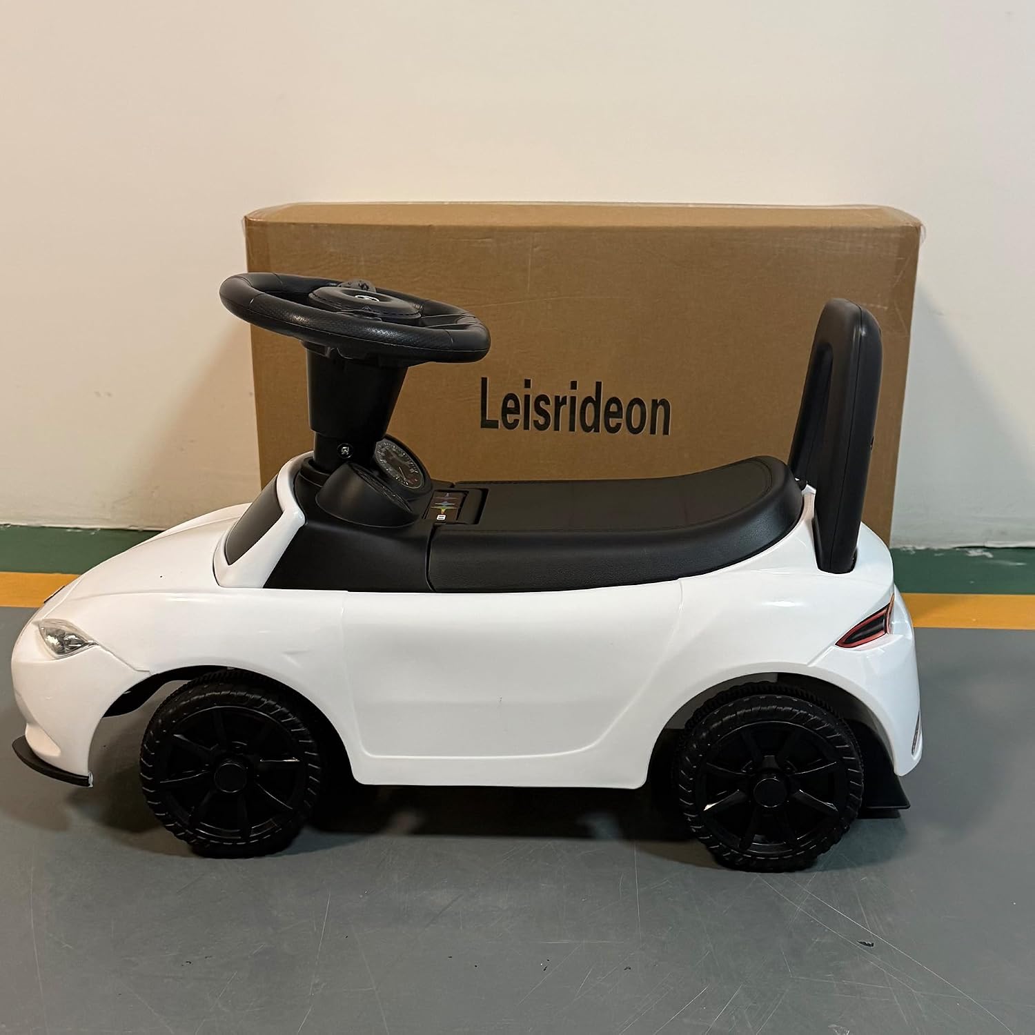 Ride On Push Car for Toddlers 1-3, Kids Outdoor Stroller, Realistic Driving Experience, White
