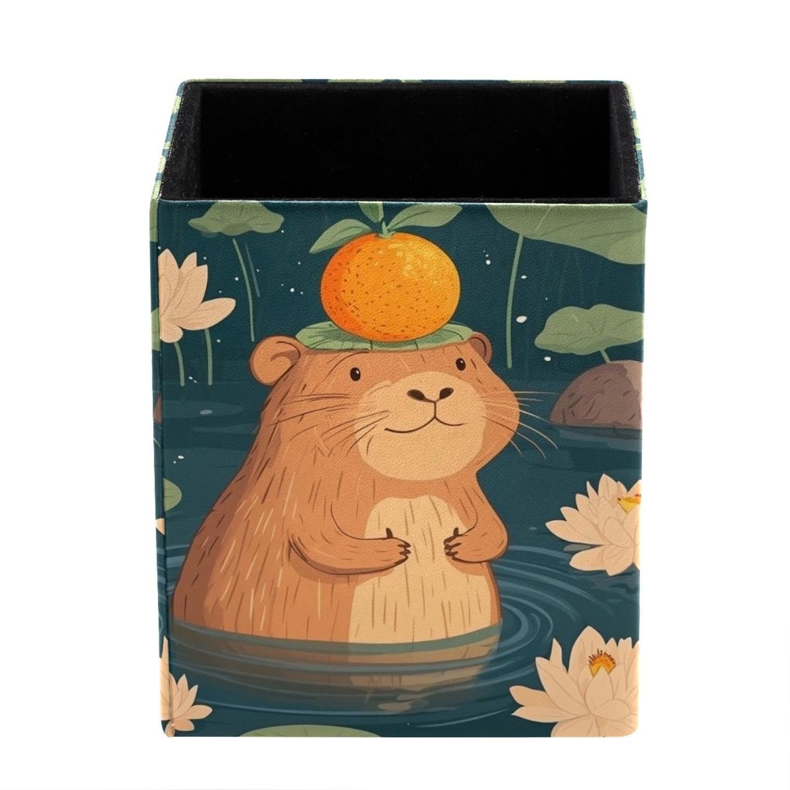 sanfly fish Cartoon capybara Desktop Storage Box Pencil Holder, Stationeries and Desk Supplies Organizer for Home, Office & School