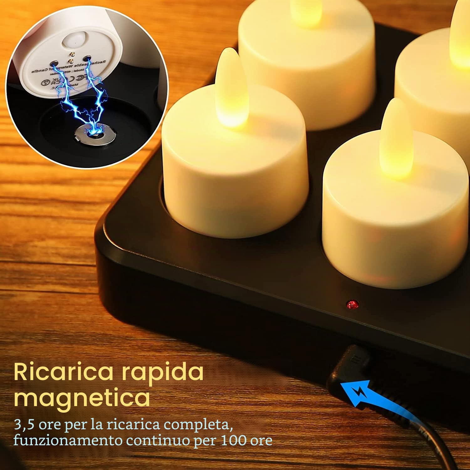 idyl light 12 Candele LED, Flickering flameless Candele a LED, Candela Ricaricabile delle luci del tè con Telecomando Funzione Timer