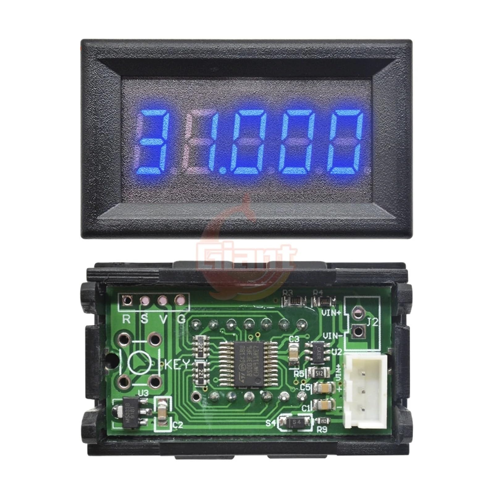 Voltímetro digital LED de CC de 5 bits y 3 cables, 3 V, 5 V, 12 V, 24 V, 0-33 000 V, alta precisión de 0,36 pulgadas, for coche, de voltaje(Red)
