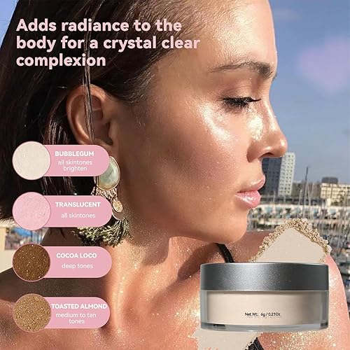 Miniatura 3 de Polvo de ajuste de purpurina en polvo para rostro suelto, acabado mate, duradero, ligero, establece maquillaje de base