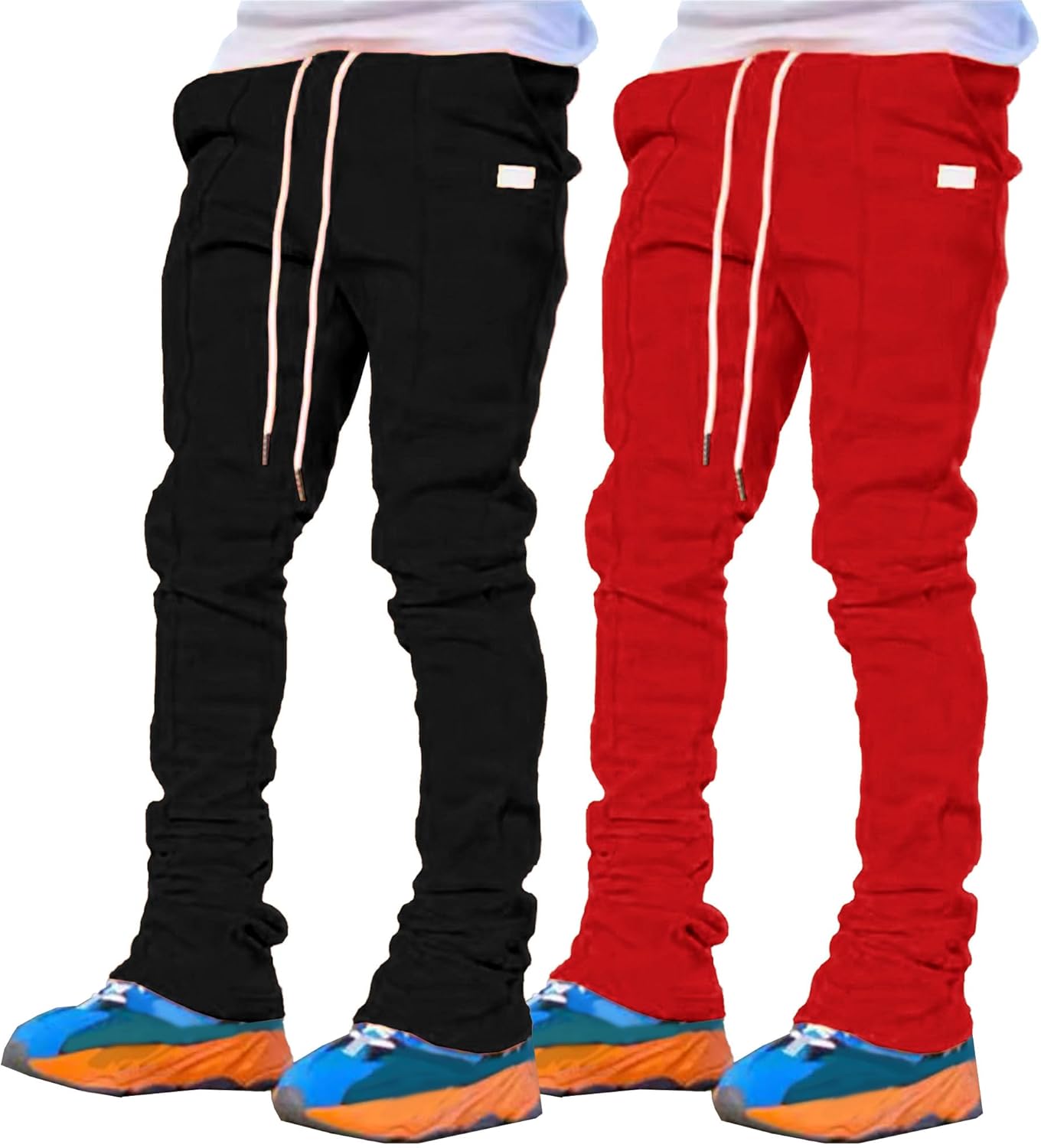 Men Y2K Stacked Flared Sweatpants Athletic Casual Loose Fit Sweatpants Big and Tall Drawstring Running Pant