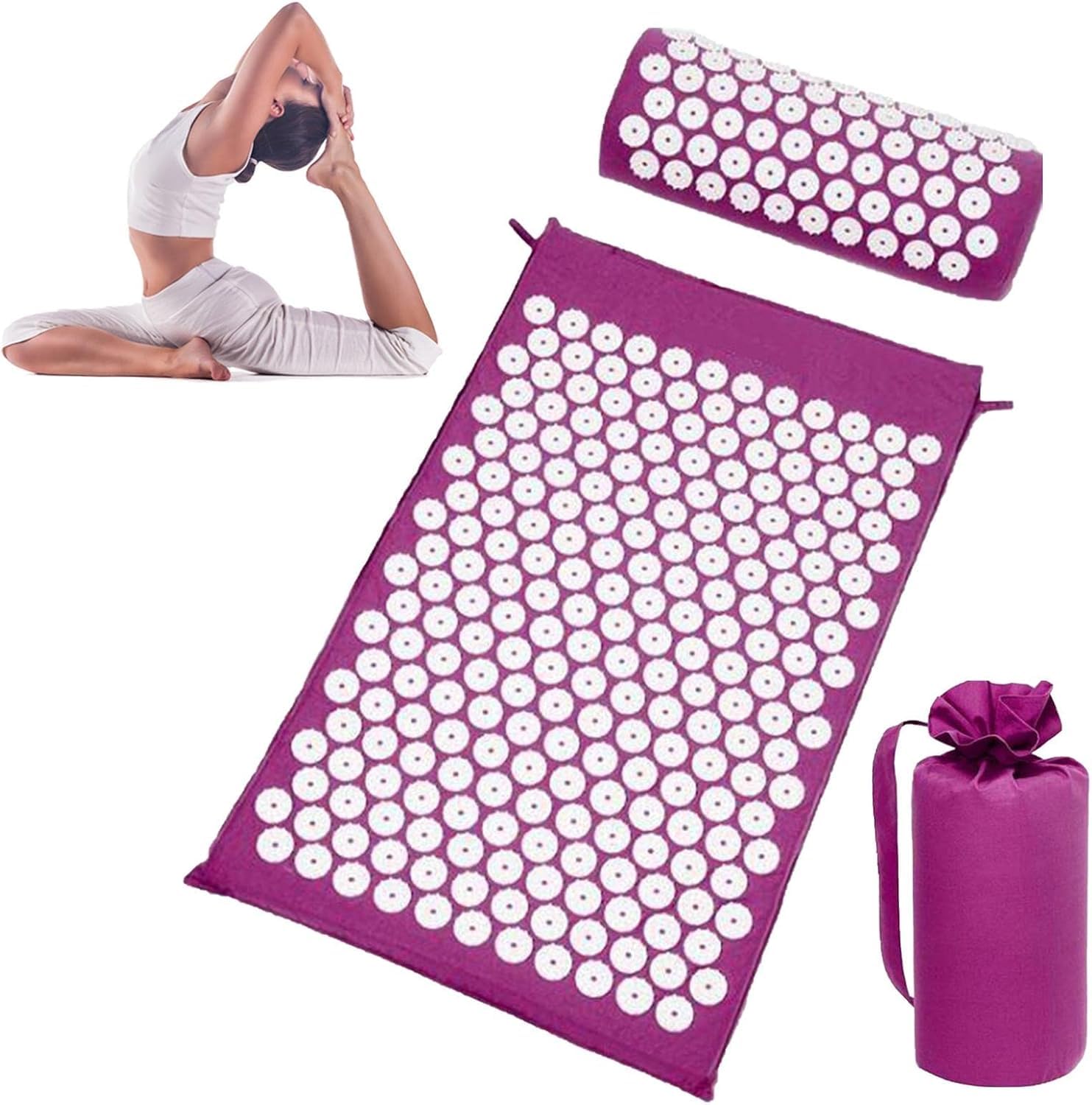 Acupuncture Mat Set Foot Acupressure Massage Sleep Relaxation Yoga Mat for Leg Back Acupressure Massage Mat for Back