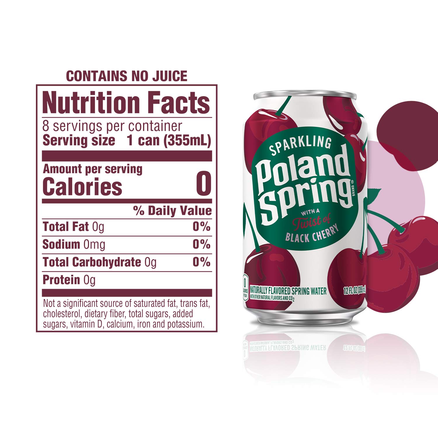 Poland Spring Sparkling Water, Black Cherry, 12 Fl Oz (Pack of 8)