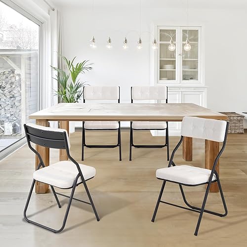 Miniatura 2 de HOMEFUN Juego de 4 sillas plegables acolchadas, sillas de comedor plegables con cojín, asiento adicional portátil y montado para invitados, cocina,