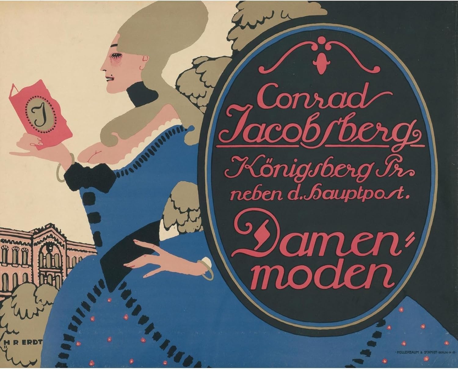 ArtDirect Conrad Jacobsberg Women's Fashion Königsberg (1911) Unframed Art Print Giclee Poster by Hans Rudi Erdt - Ready for Framing with Customization Sizes 10x8, 14x11, 20x16, 30x24, 45x36 and 60x48 inches