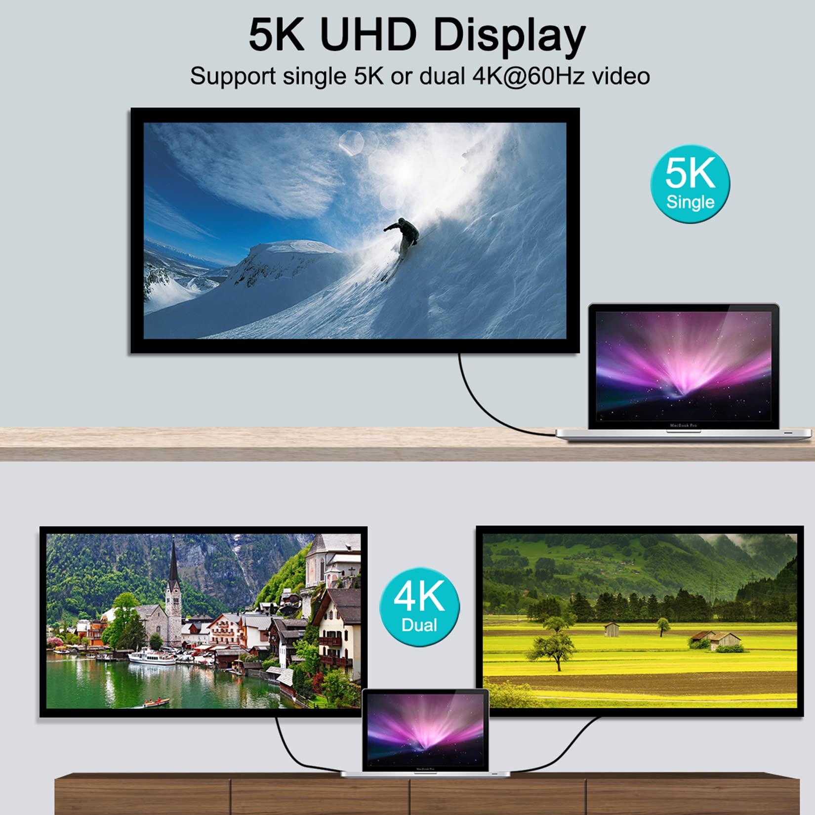 Thunderbolt 3.0 Cable 0,7m 40Gbps 5A/100W, BolAAzuL