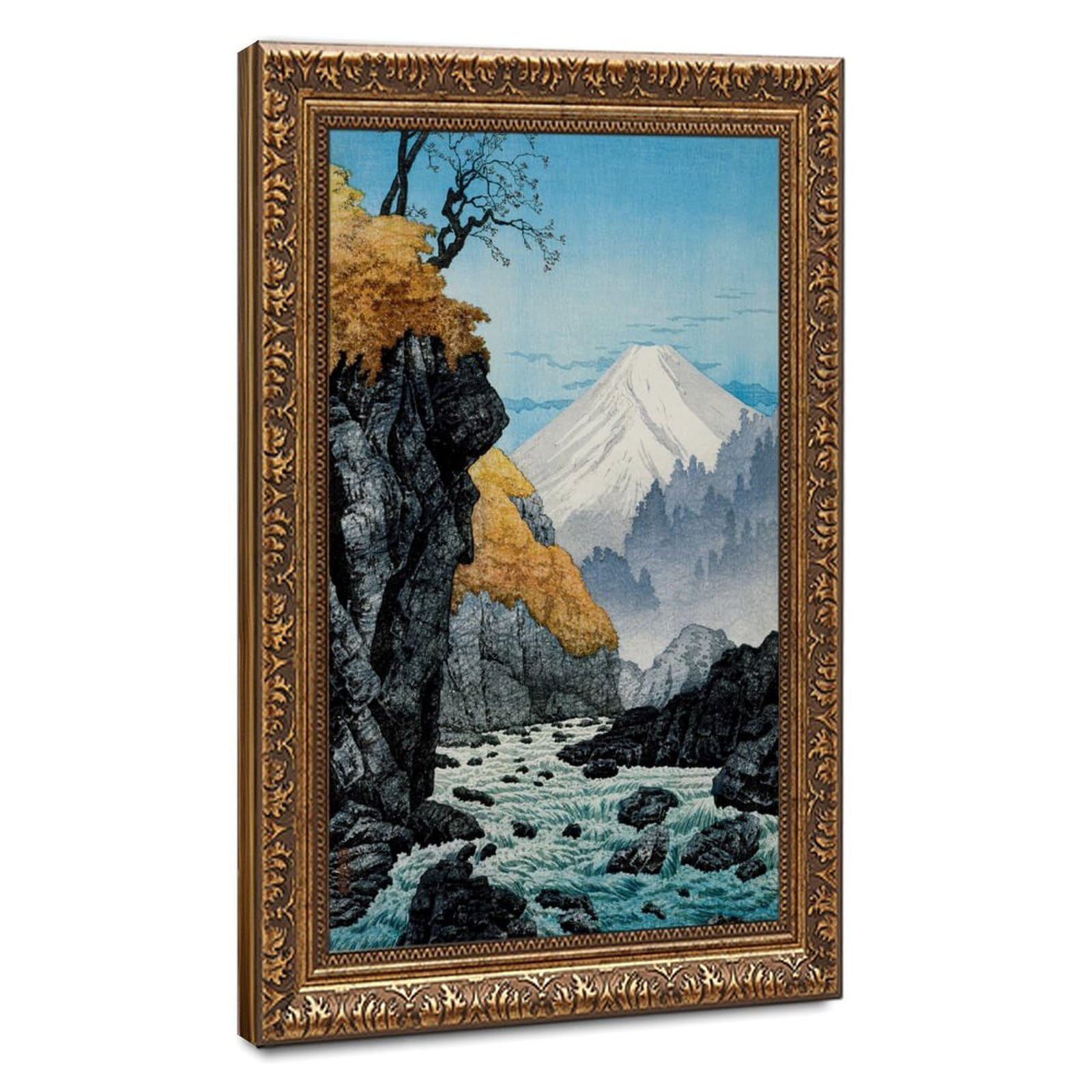 WCYB Hiroaki Takahashi - Foot of Mount Ashitaka 1932 - Japanese Woodblock Landscape - Fine Art Giclee - Mountain River Posters Prints Canvas Deco Paintings