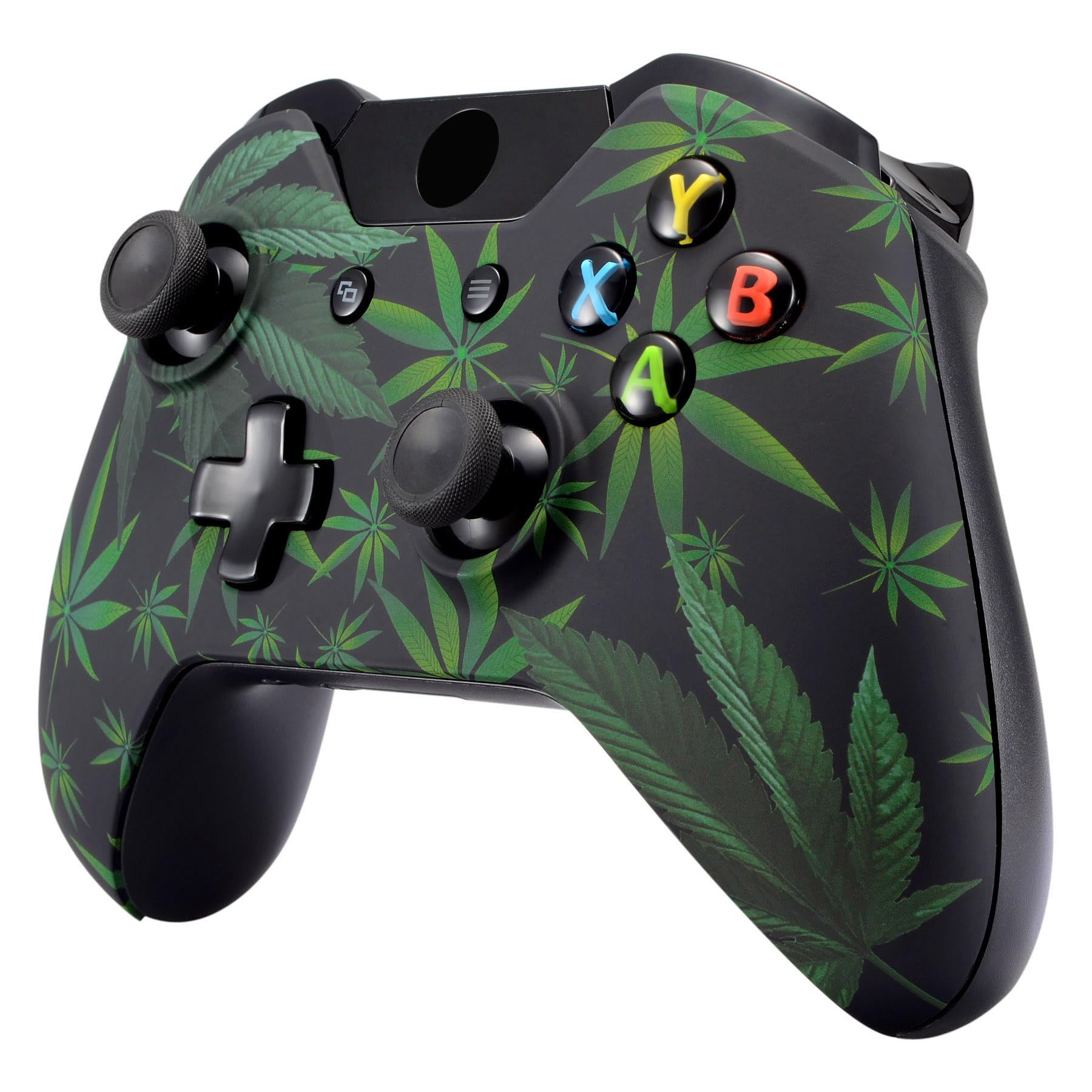 eXtremeRate Custodia per controller Xbox One, custodia di ricambio accessorio Faceplate per controller standard Xbox One con o senza connettore da 3,5 mm (cannabis verde)