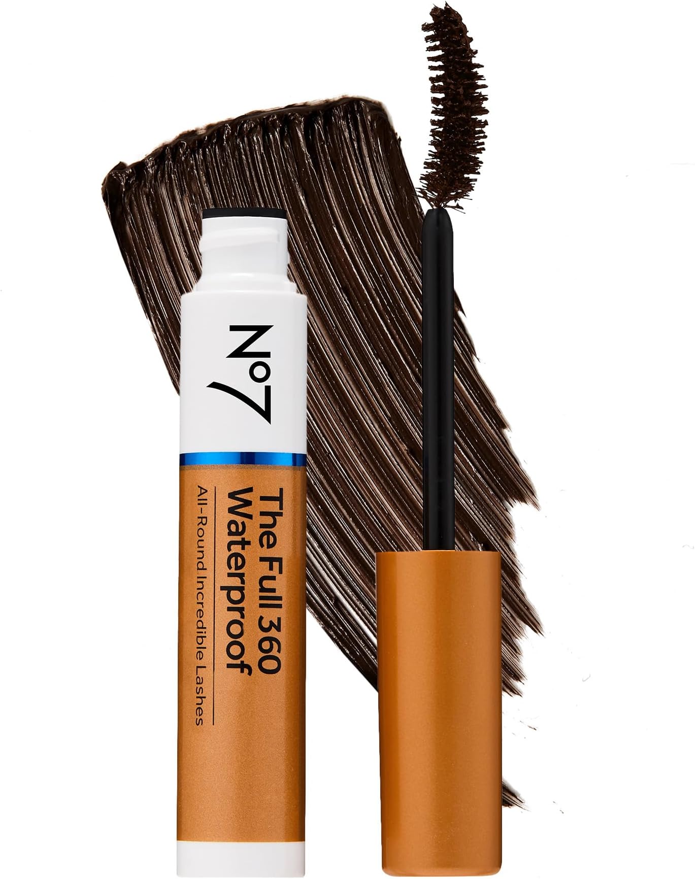 The Full 360 Waterproof - Brown/Black - Sweat-Proof, Rain-Proof, Tear-Proof Mascara - Adds Volume, Length & Curl for Up to 12 Hours (7ml)