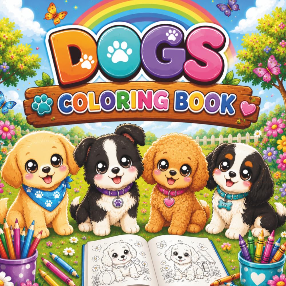 Cute Puppies Coloring Book for Kids Ages 4-8: Fun and Easy Dog Coloring Pages for Boys and Girls | Adorable Dogs to Color and Enjoy