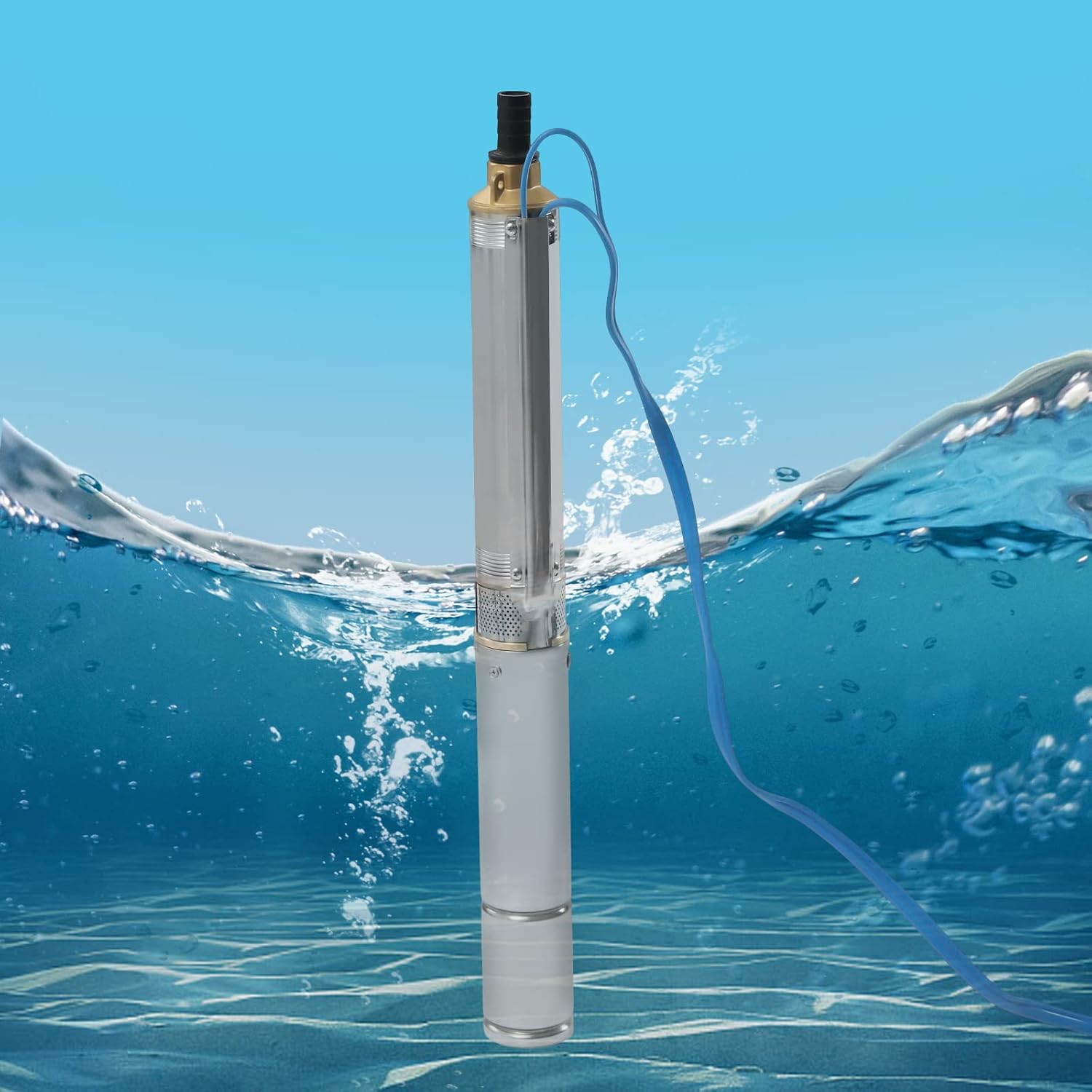 Fetcoi Stainless Steel Submersible Well Pump, 3" OD Pipe 110V/60HZ 0