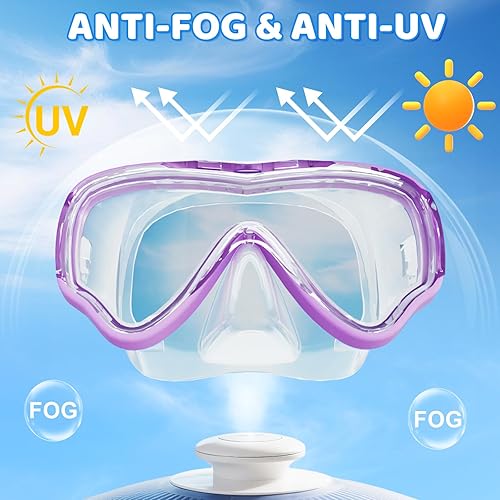 Miniatura 3 de Kids Snorkel Set for Boys Girls Youth 3-14, Wide View, Anti-Fog Snorkel mask Set, Snorkeling Gear for Swimming Diving