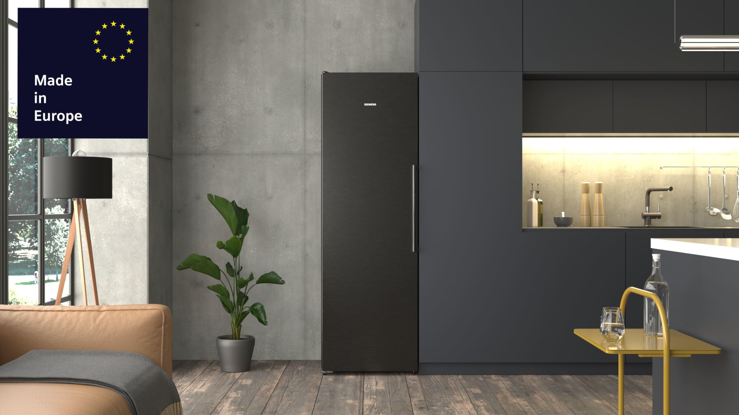 Siemens iQ500 Freistehender XXL Kühlschrank 186,2 x 59,5 cm, KS36NAXCG, 402 L Kühlen, Total noFrost, Nahtlose Platzierung, hyperFresh 0°C Schubladen, LED-Beleuchtung, antiFingerprint Schwarzer Stahl