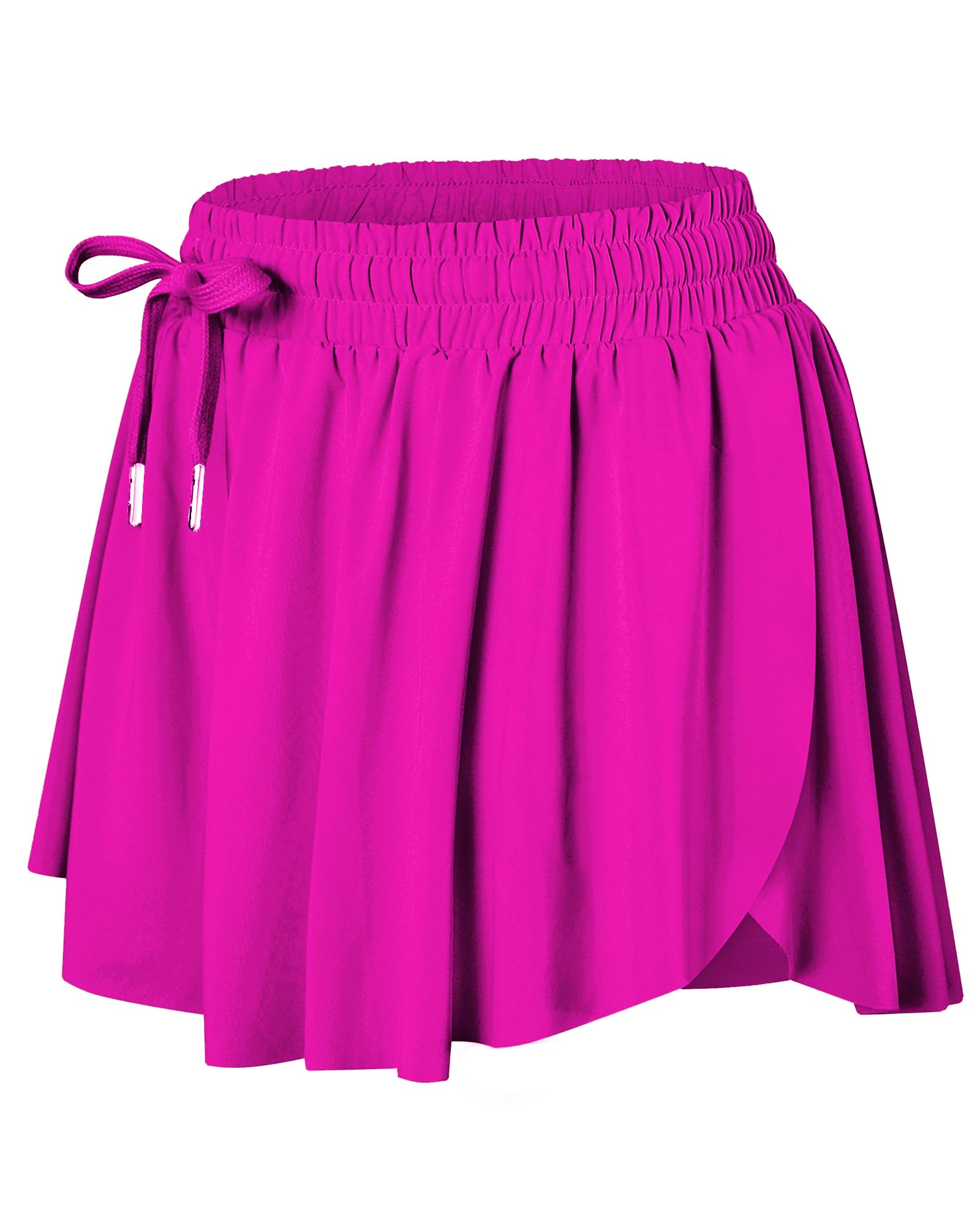 Wsirmet Flowy Shorts for Women Butterfly Shorts 2 in 1 Athletic Workout Gym Biker Running Shorts with Pockets